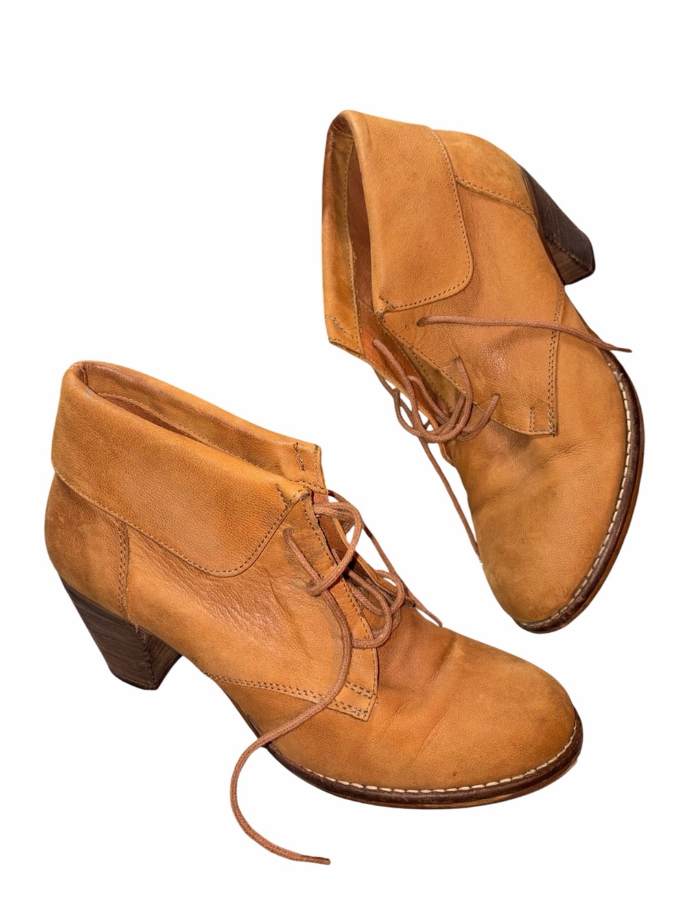 Steve Madden Jasperr Leather Lace-Up Boots - Cognac (Women's Size 8)